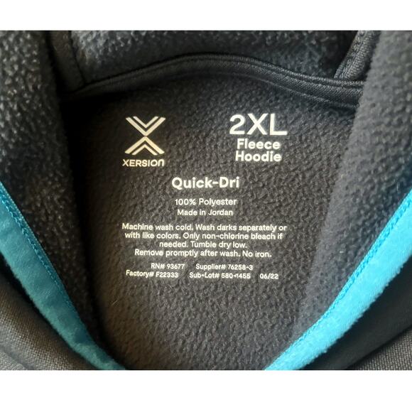 Xersion Gray Blue Trim Quick-Dri Hoodie Mens Size 2XL - Picture 2 of 5